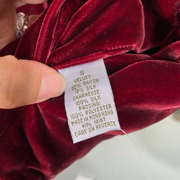 Vintage Bloomingdale's Women's Burgundy Velvet Open Front Jacket Size S NWT - Picture 5 of 9